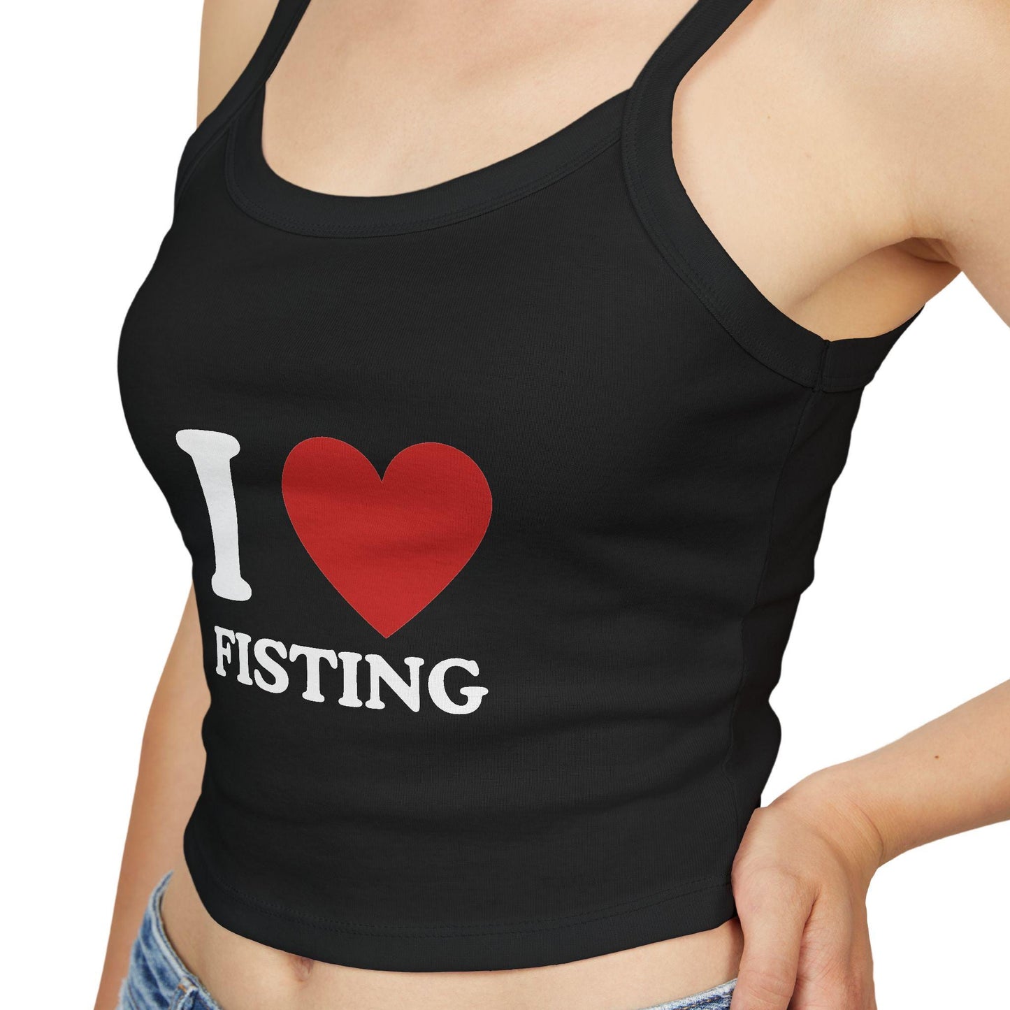 I LOVE FISTING,Spaghetti strap crop top, Hotwife lifestyle Gift idea for her, wife, Queen of Spades, QOS, Swinger, Cuck, Bull
