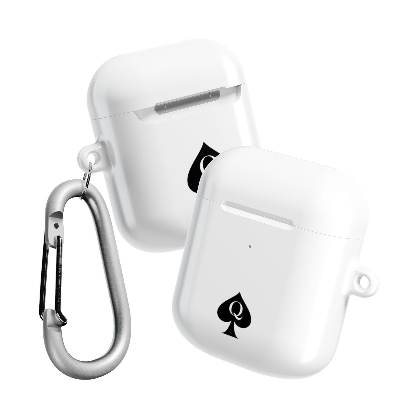Queen of Spades AirPods Case | Hotwife QOS Symbol Cover with Carabiner, Cuckold Lifestyle, Swinger Kinky BBC Slut Gift Idea for Her