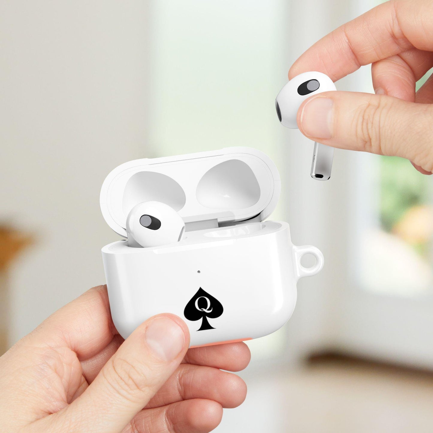 Queen of Spades AirPods Case | Hotwife QOS Symbol Cover with Carabiner, Cuckold Lifestyle, Swinger Kinky BBC Slut Gift Idea for Her