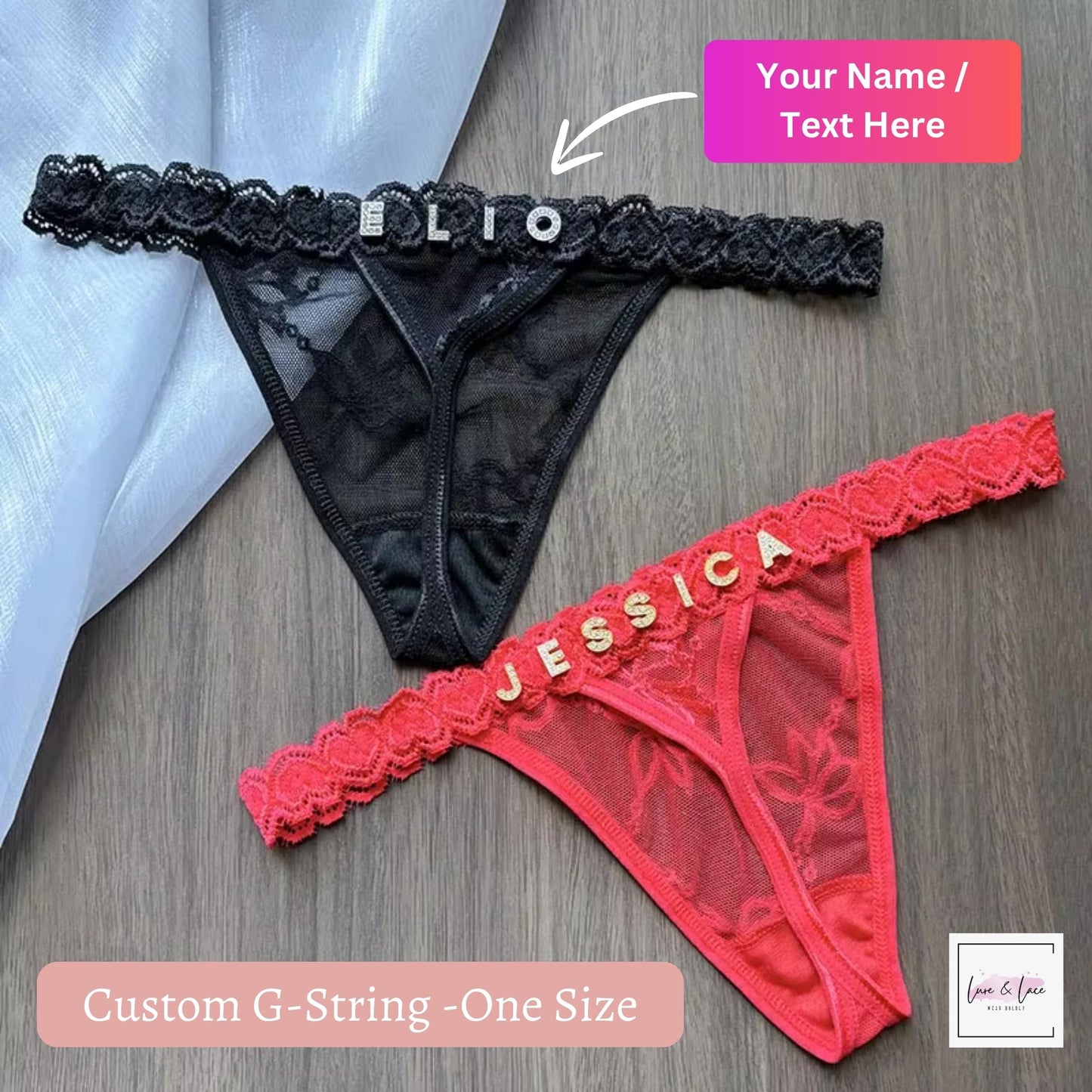 Custom panties Name G-String Thong | Custom panty with Sexy mesh, Handmade Bridal Lingerie, personalized thong, women valentine gift