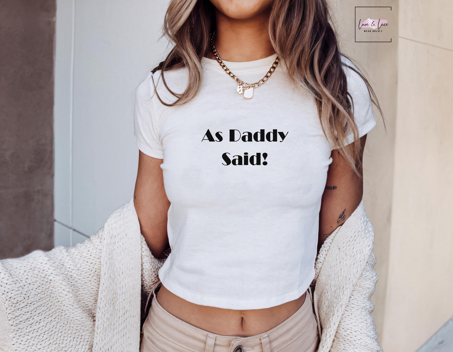 As Daddy Said! Y2K Sexy Cute Baby Tee Crop Top, DDLG, Daddy's Girl, Roleplaying Naughty Apparel
