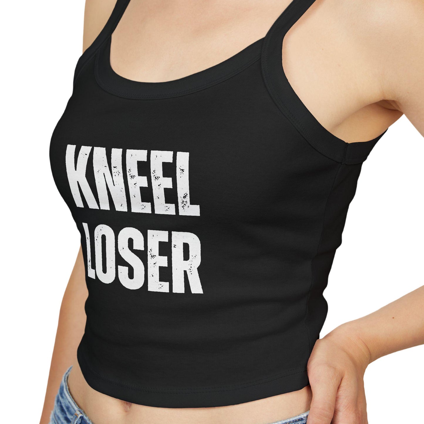 Kneel Loser,Spaghetti strap crop top, Hotwife lifestyle Gift idea for her, wife, Queen of Spades, QOS, Swinger, Cuck, Bulls