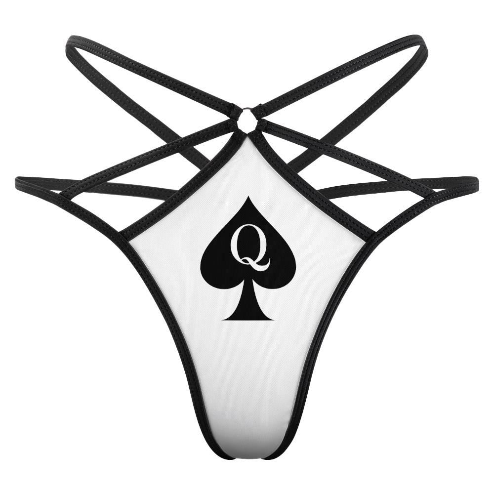 Queen of Spades T-Back Thong | QOS Hotwife Underwear, Interracial Kink Lingerie, Cuckold Fantasy, BBC , Swinger Gift, Kink, Slutty Panty