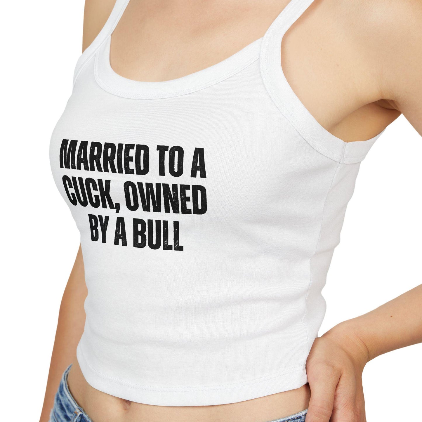Married to a Cuck, Owned by a Bull,Spaghetti strap crop top, Hotwife lifestyle Gift idea for her, wife, Queen of Spades, QOS, Swinger, Cuck,