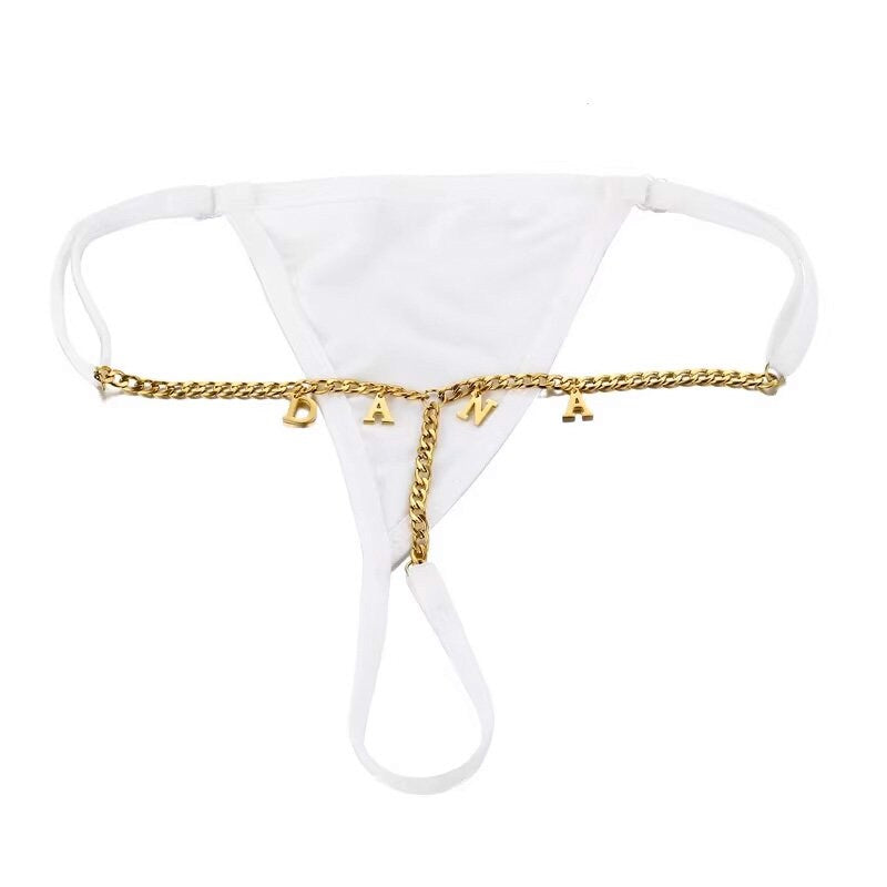 Custom panties Thong Sexy - Personalized Thong with Stainless Steel Letters | Sexy Women Underwear | Adjustable Triangle Bikini