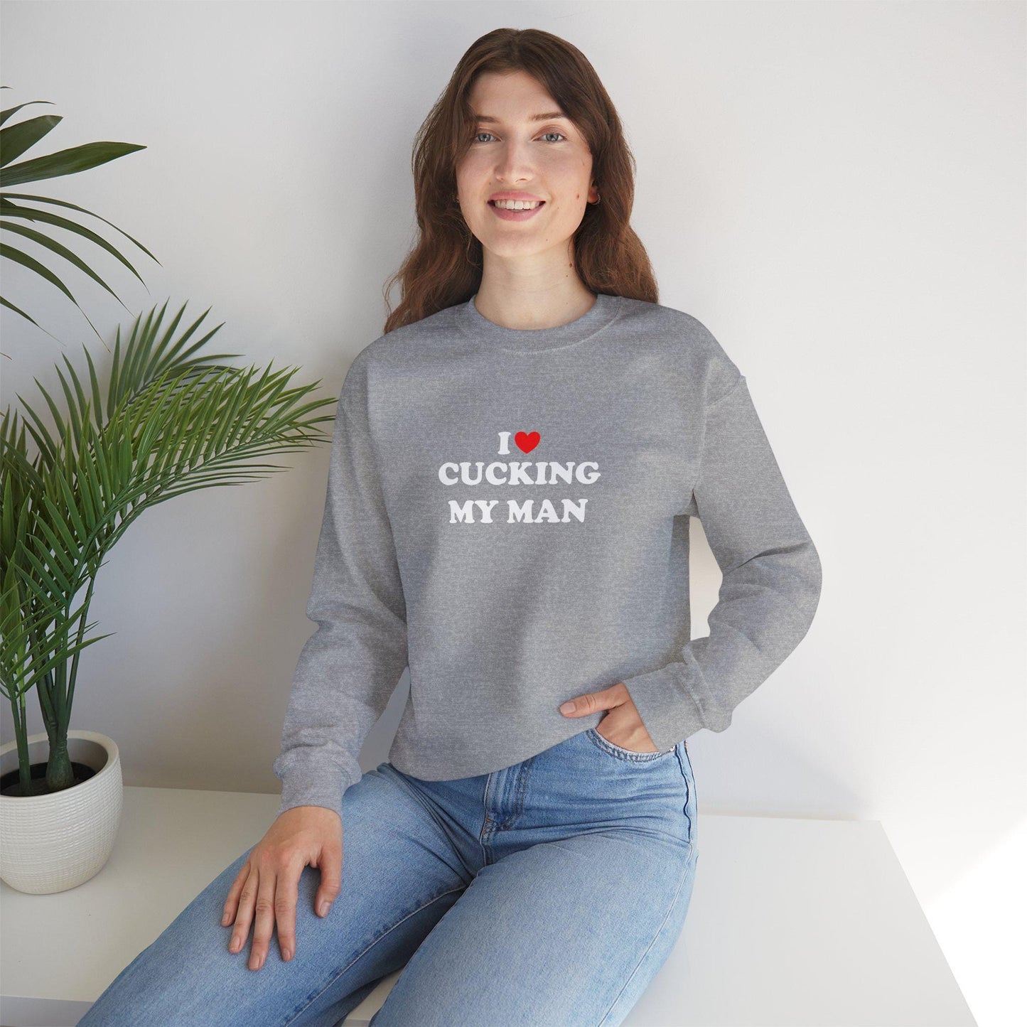 I Love Cucking My Man Crewneck Sweatshirt, Cuckold Hotwife Swinger Lifestyle Power Play Submission Gift Idea for Her, cuckold bull gift