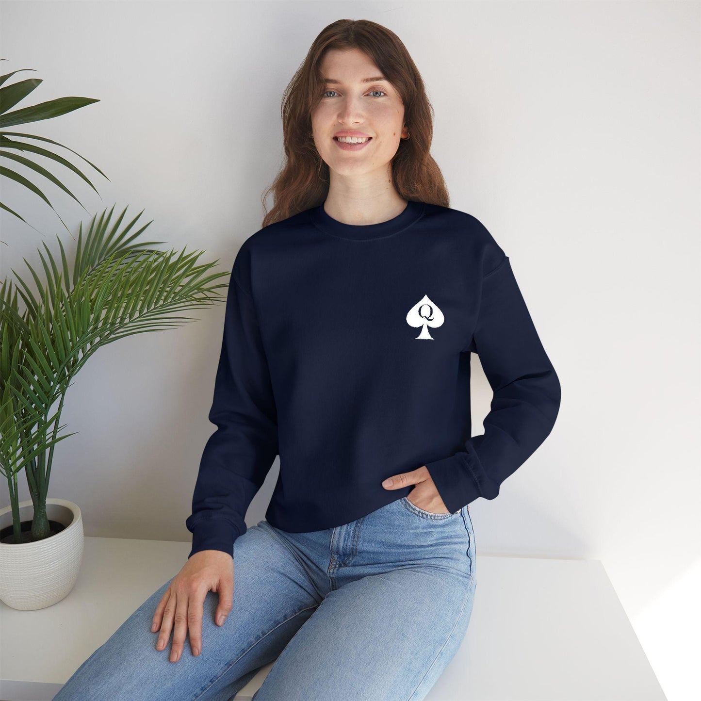 Hotwife Embroidery Sweatshirt , Unisex QoS Heavy Blend Crewneck, Queen of Spades Lifestyle Sweater, Swinger BDSM Apparel Gift for Him or Her