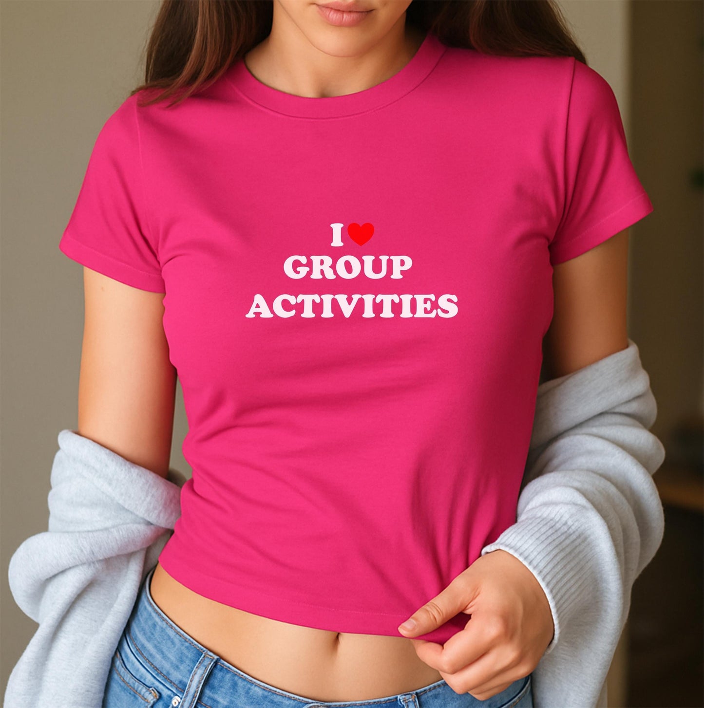 I Love Group Activities Y2K Crop Top T-Shirt, Swinging Hotwife Lifestyle Group Play Bold Sexy Shirt Festival Apparel Gift Idea for Her