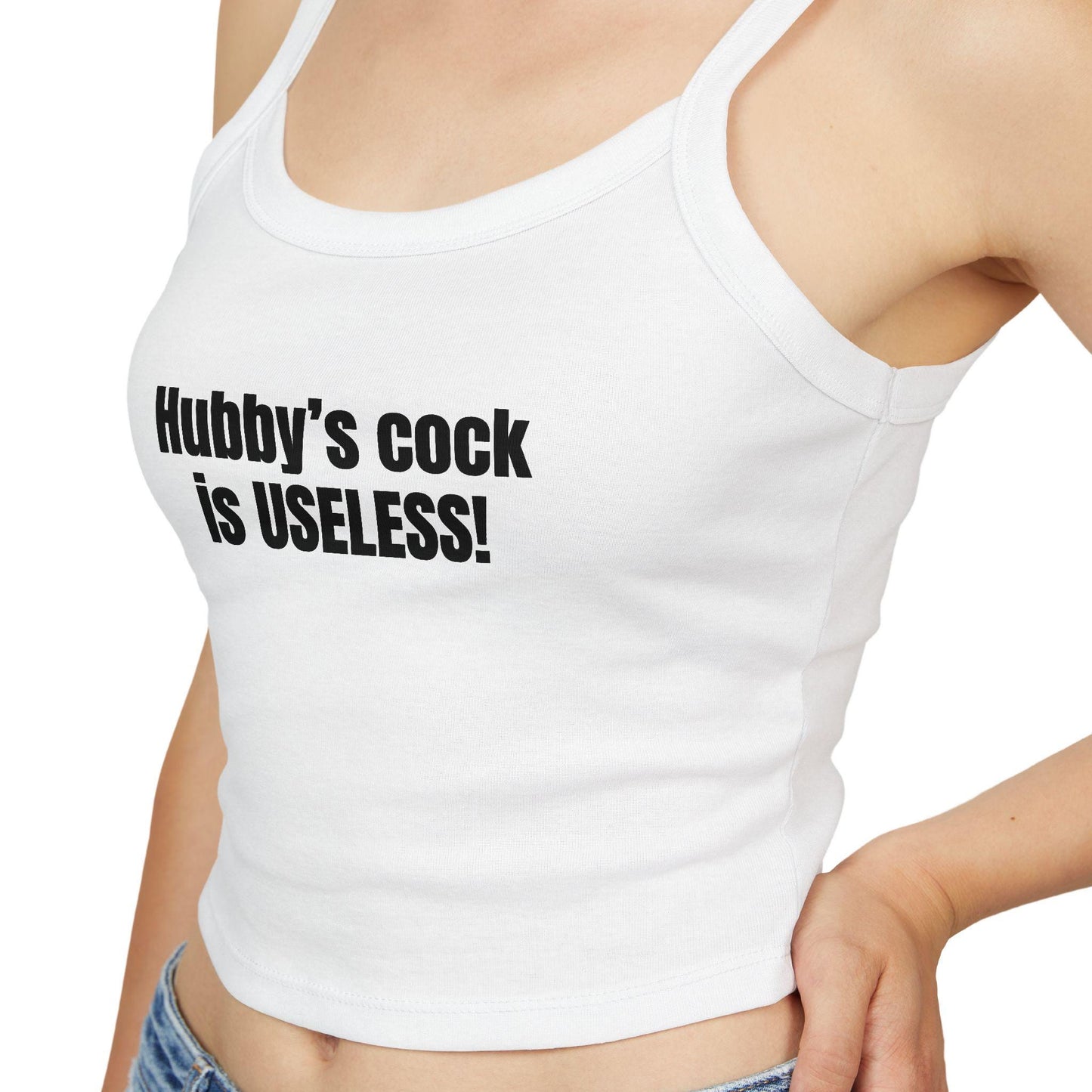 Hubby's cock is USELESS!,Spaghetti strap crop top, Hotwife lifestyle Gift idea for her, wife, Queen of Spades, QOS, Swinger, Cuck, Bull