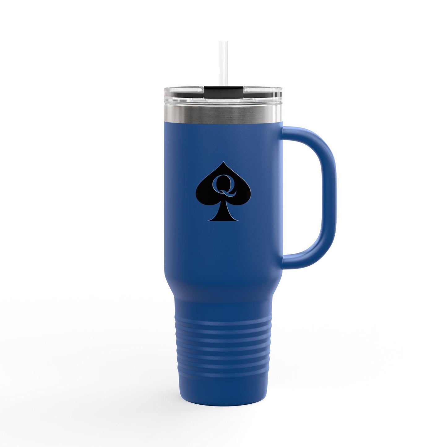 Queen of Spades Insulated Travel Mug 40oz QOS Hotwife Lifestyle Tumbler Cuck Bull Symbol Stainless Steel Straw Lid BPA Free Swinger Gift