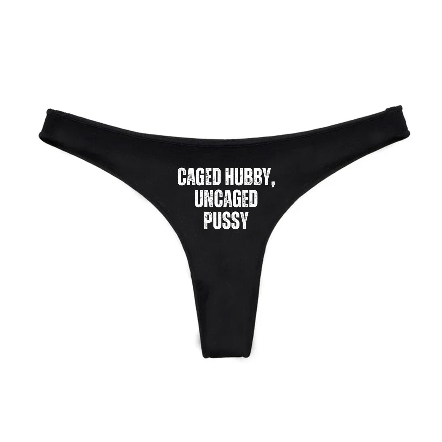 Caged Hubby Uncaged Pussy Thong | Hotwife lifestyle QoS Panties, Sexy Gift Idea for Wife, Queen of Spades, cuck husband Underwear