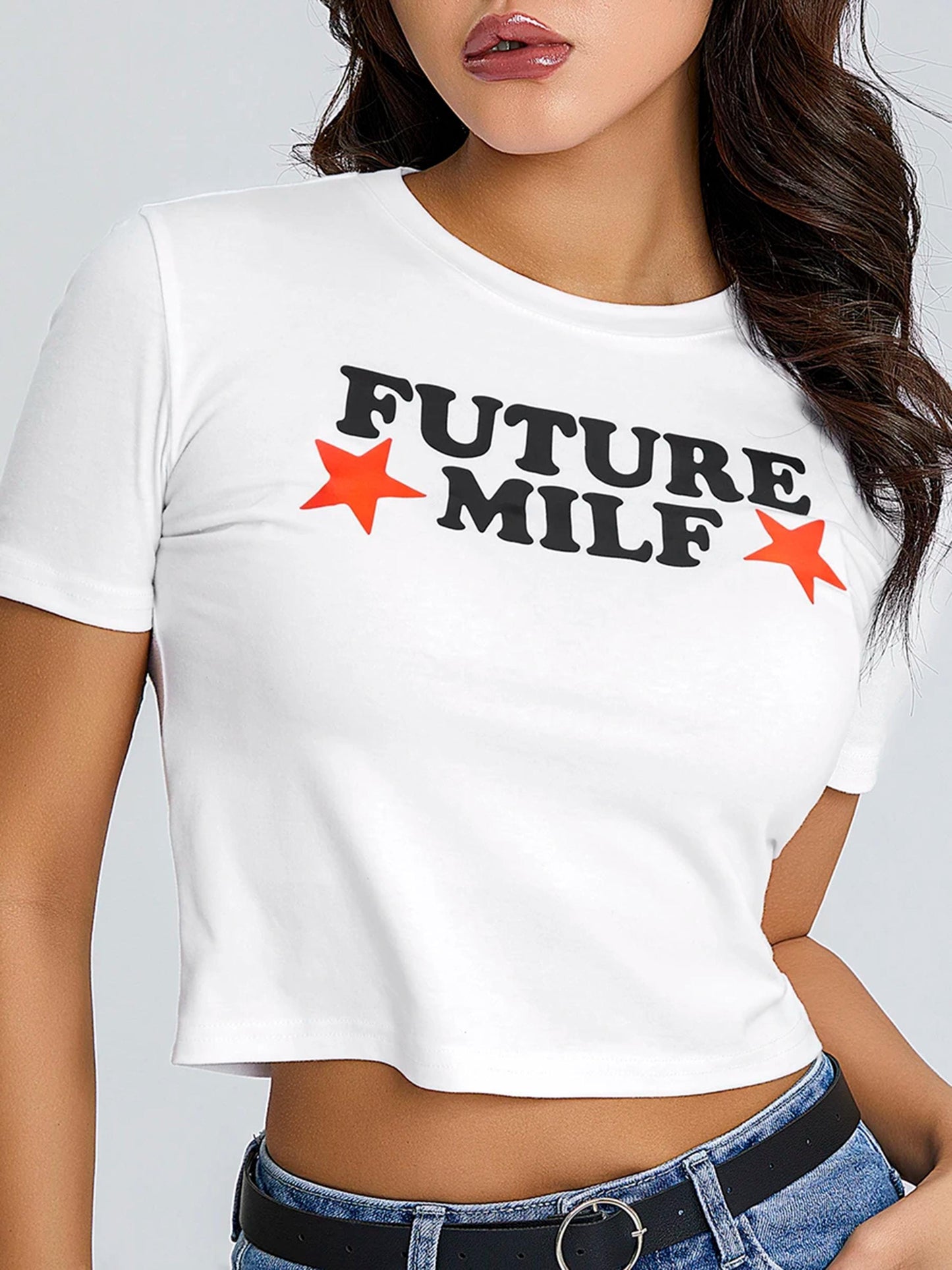 Future MILF Crop Top | Y2K Aesthetic Funny Tee | Trendy sexy baby MILF Tshirt| Shirt Gift for Her | Sexy Crop Top for Women
