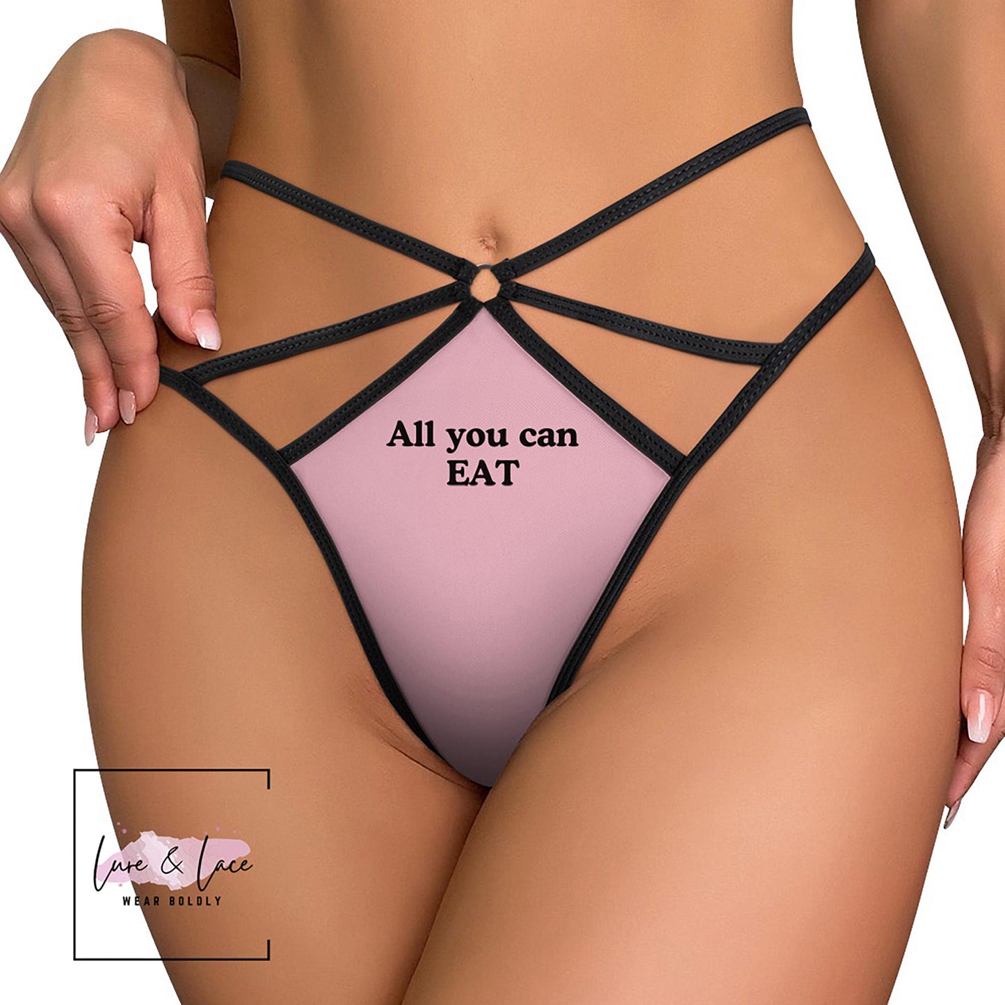 All You Can Eat Sexy Strappy Thong G-String, Oral Lovers Naughty Lingerie Panties, Date Night Underwear