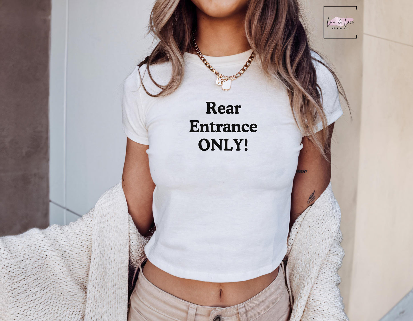 Rear Entrance ONLY! Y2K Sexy Cute Baby Tee Crop Top, I love Anal Naughty Apparel