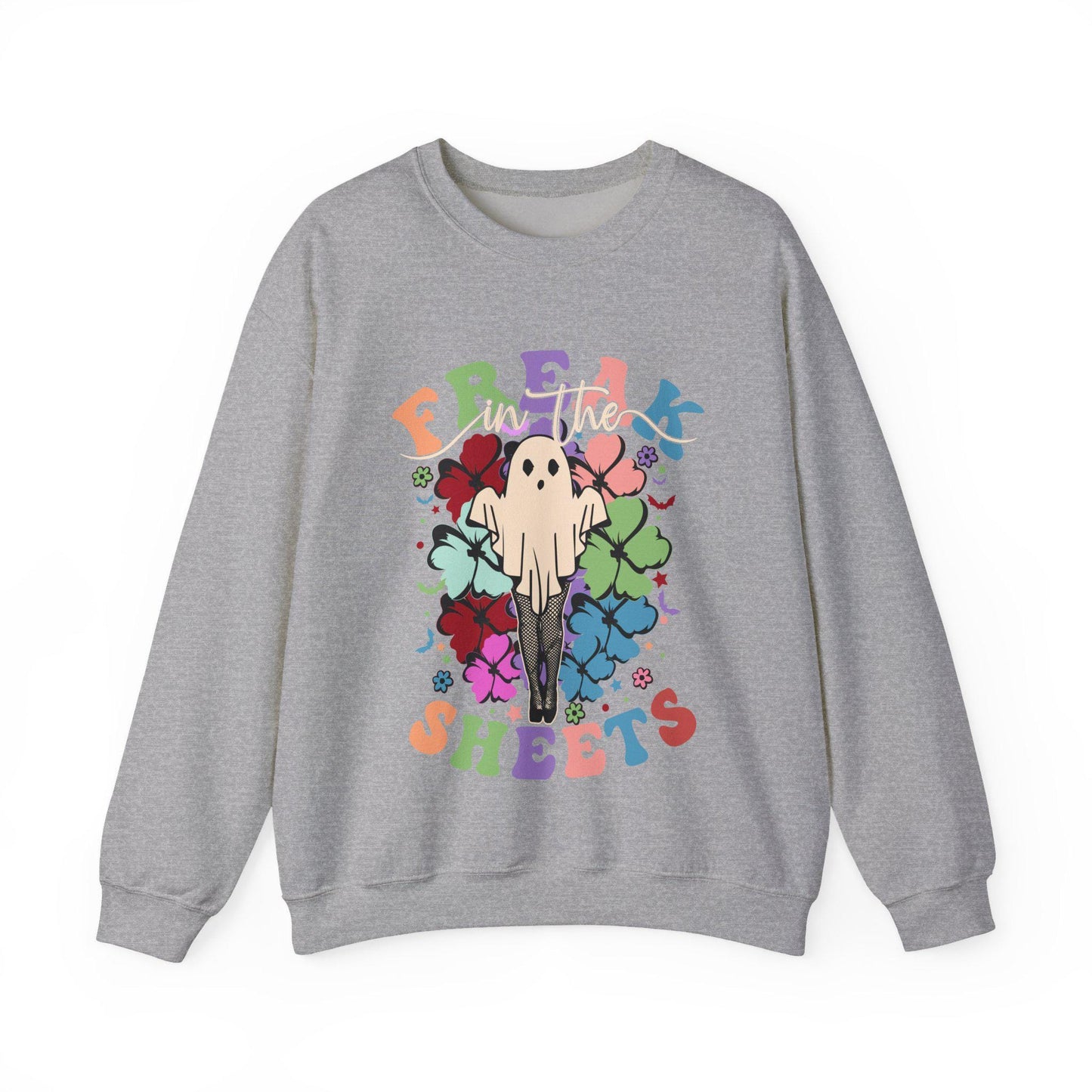 Freak In The Sheets Halloween Sweatshirt, Retro Sexy Sweater Funny Spooky Ghosts