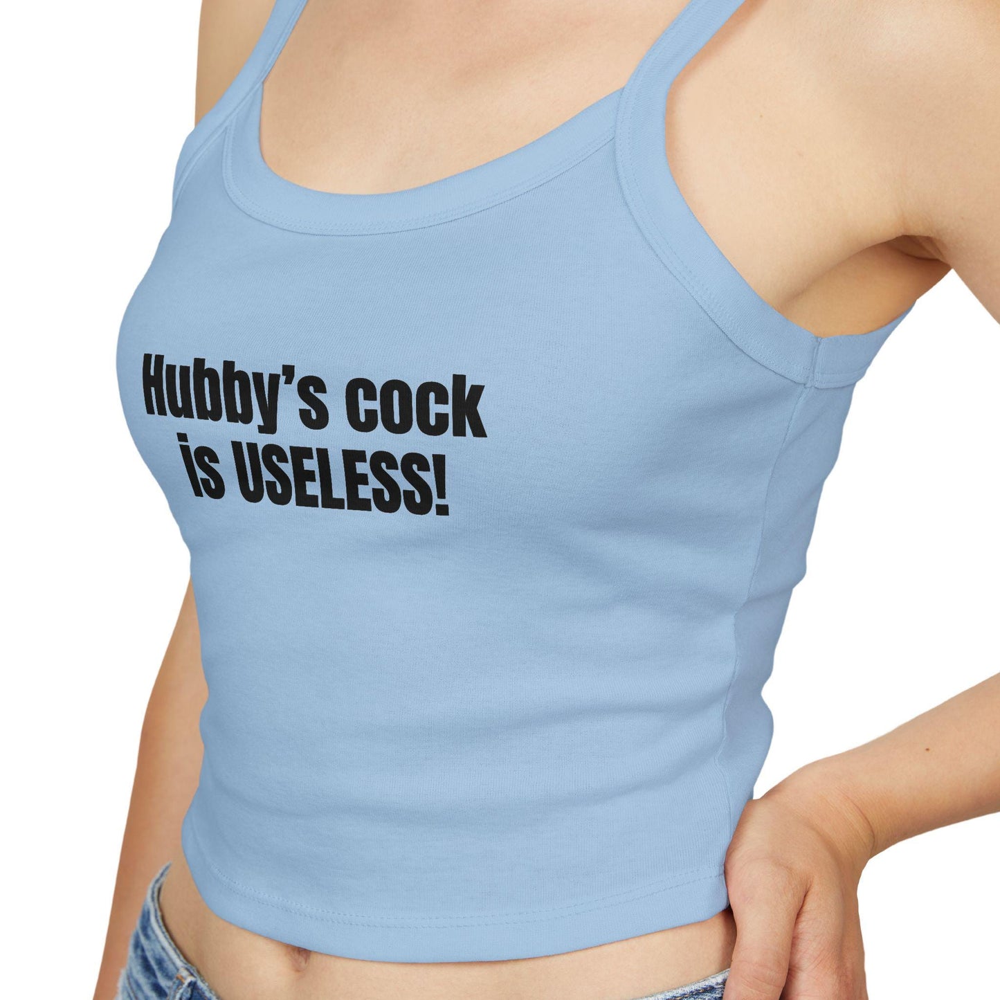 Hubby's cock is USELESS!,Spaghetti strap crop top, Hotwife lifestyle Gift idea for her, wife, Queen of Spades, QOS, Swinger, Cuck, Bull