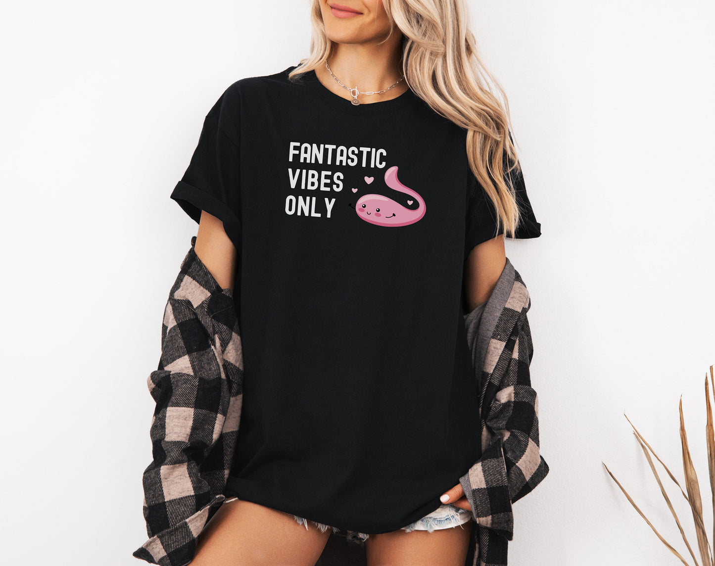 Funny Vibrator T-Shirt Fantastic Vibes Only, Naughty Adult Humor Dildo Tee, Bachelorette Party, Gag Gift for Sexy Girls and Women, Orgasms