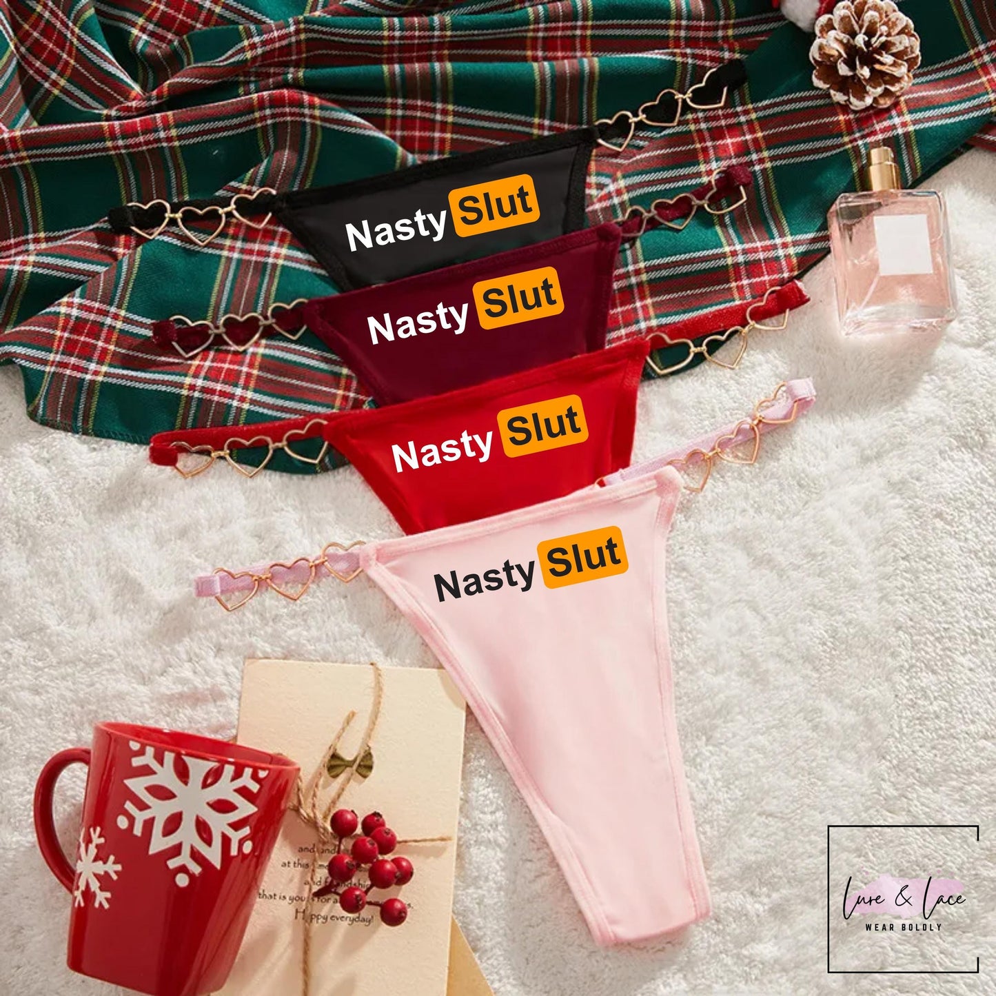 Nasty Slut Panties Naghty underwear for woman Girlfriend Thong | QoS Gstring Gift idea for her| slut wife sexy underwear| Queen of Spades