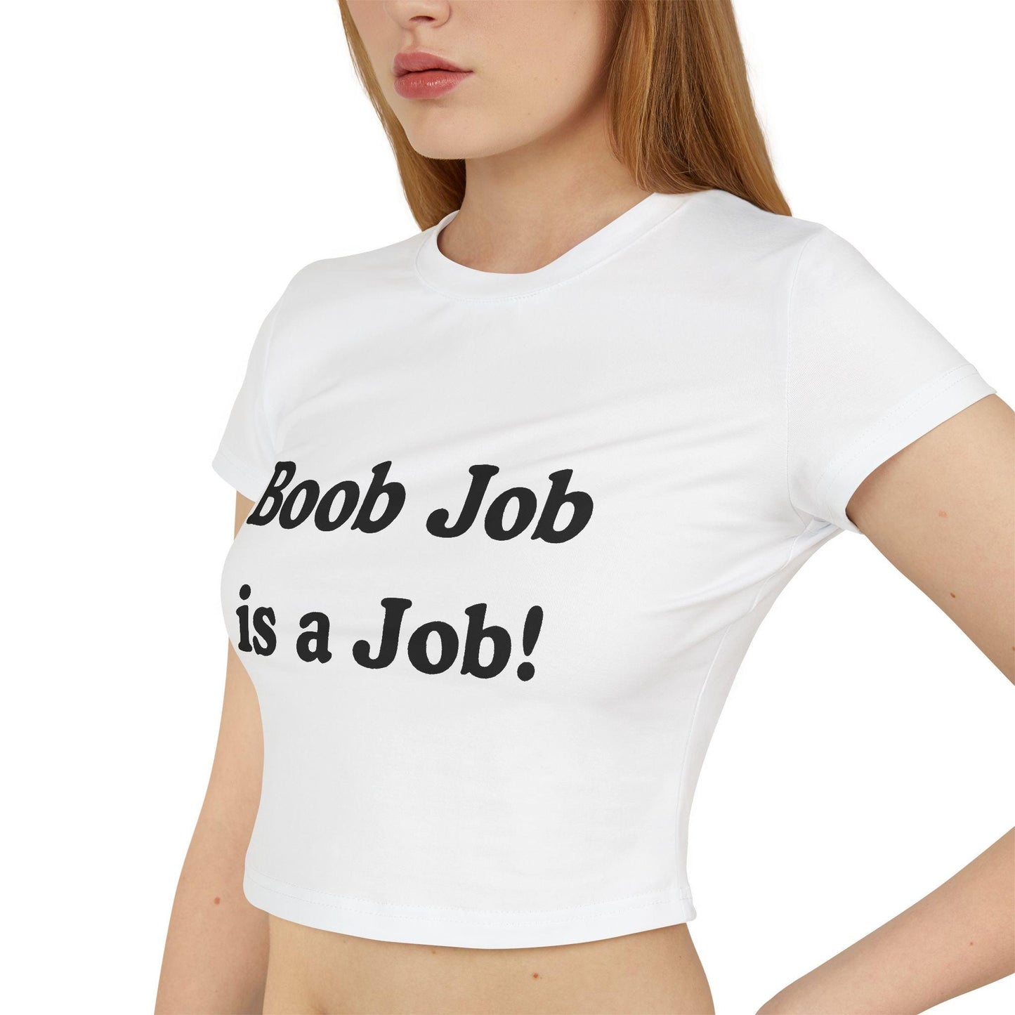 Boob Job Is a Job Baby Tee | Dirty Slutty Crop Top for Her, Funny NSFW Y2K Shirt, Bimbo Slutcore Tee, Kinky Tits Out T-Shirt, Gift for her