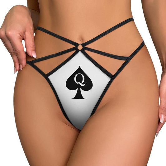 Queen of Spades T-Back Thong | QOS Hotwife Underwear, Interracial Kink Lingerie, Cuckold Fantasy, BBC , Swinger Gift, Kink, Slutty Panty