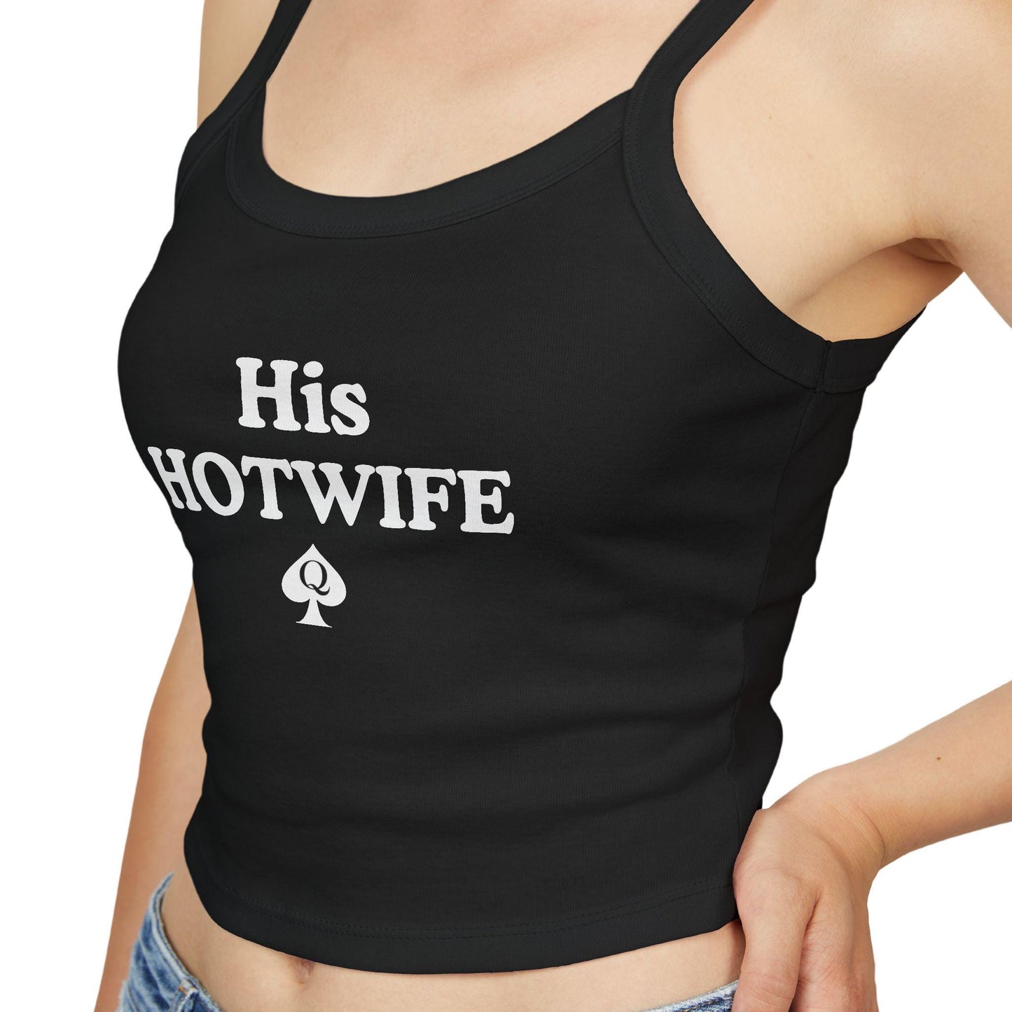 HIS HOTWIFE Spaghetti strap crop top, Hotwife lifestyle, QOS, Gift idea for her, wife, Queen of Spades, Swinger, Cuck, Bull