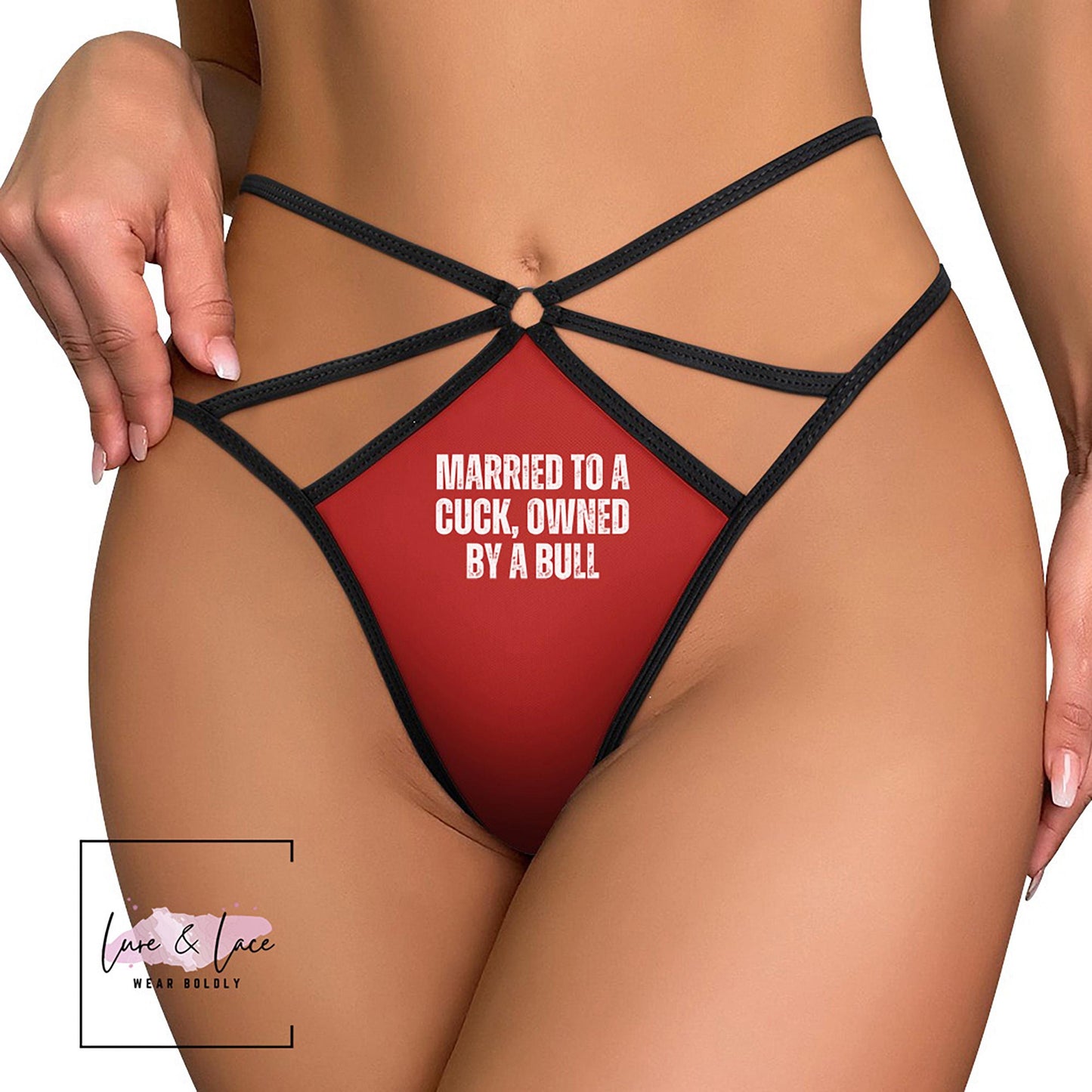 Married to Cuck Owned by a Bull Sexy Strappy Thong G-String, Naughty Lingerie Panties, Hotwife Lifestyle, Queen of Spades