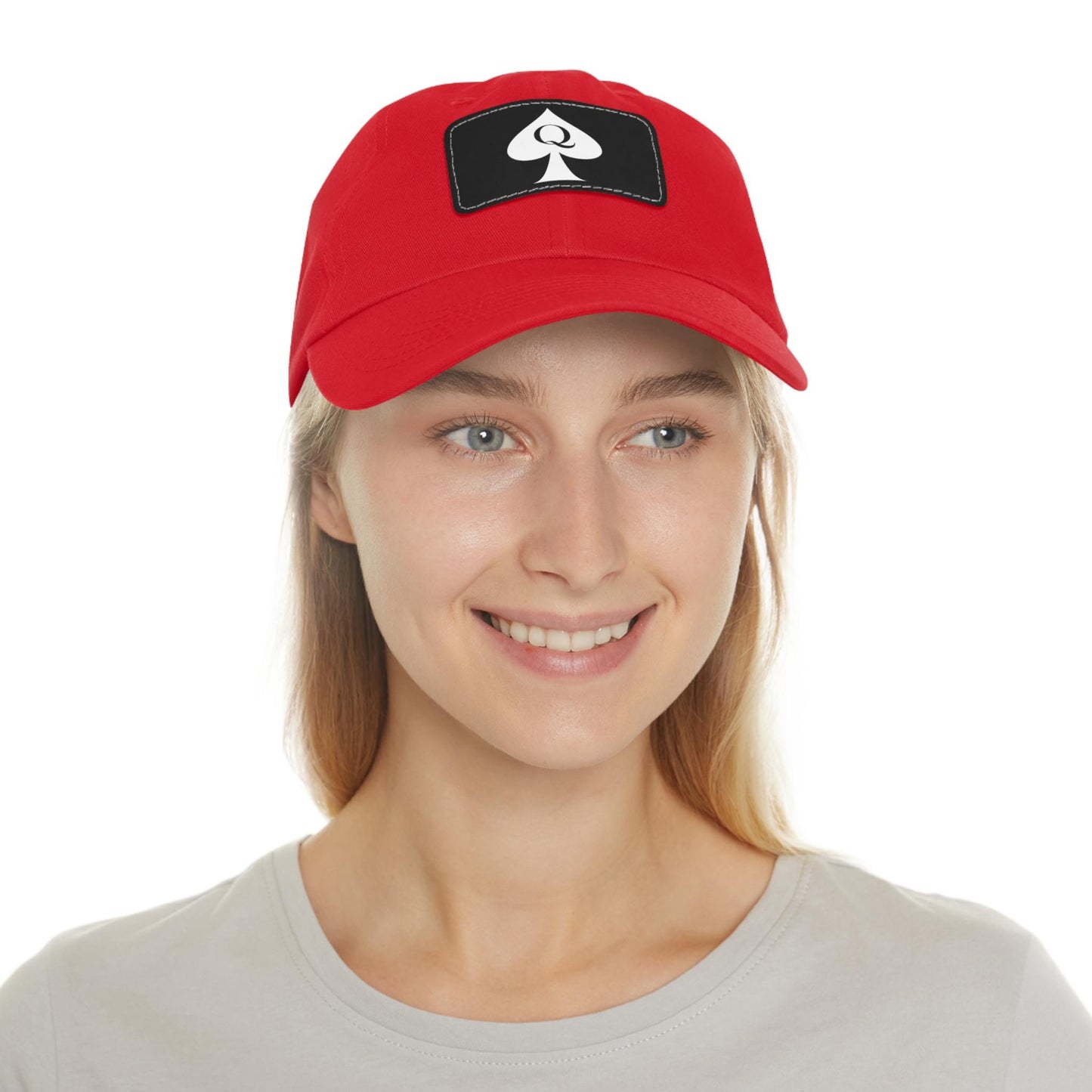 QOS Leather Patch Dad Hat | Queen of Spades Cap, Hotwife Lifestyle Hat, Cuckold Bull Symbol, Swinger Roleplay, Kinky Gift for Her or Him