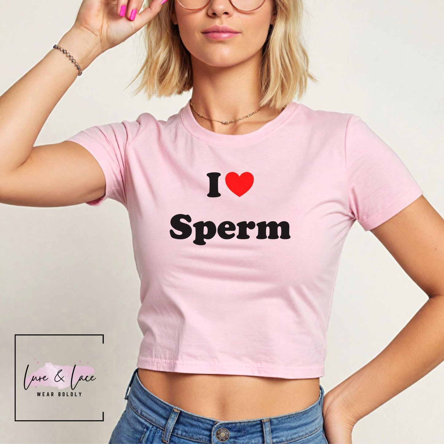 I love Sperm!! Sexy Y2k cute Tshirt, cum lover swallowing Crop top tshirt, r, Sucking cock, Gift Idea for her, wife, gf, sub brat