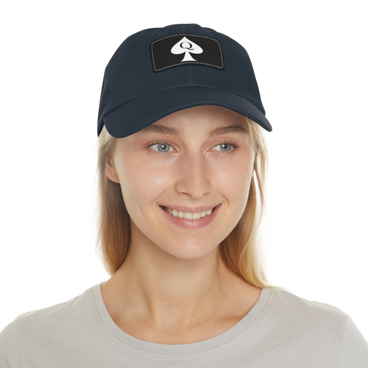 QOS Leather Patch Dad Hat | Queen of Spades Cap, Hotwife Lifestyle Hat, Cuckold Bull Symbol, Swinger Roleplay, Kinky Gift for Her or Him