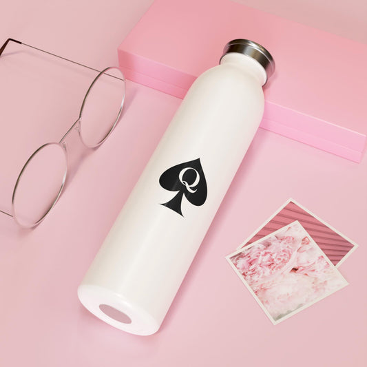 Queen of Spades Slim Water Bottle 20oz QOS Hotwife Lifestyle Cuck Bull Stainless Steel Vacuum Insulated Matte Finish Swinger Gift