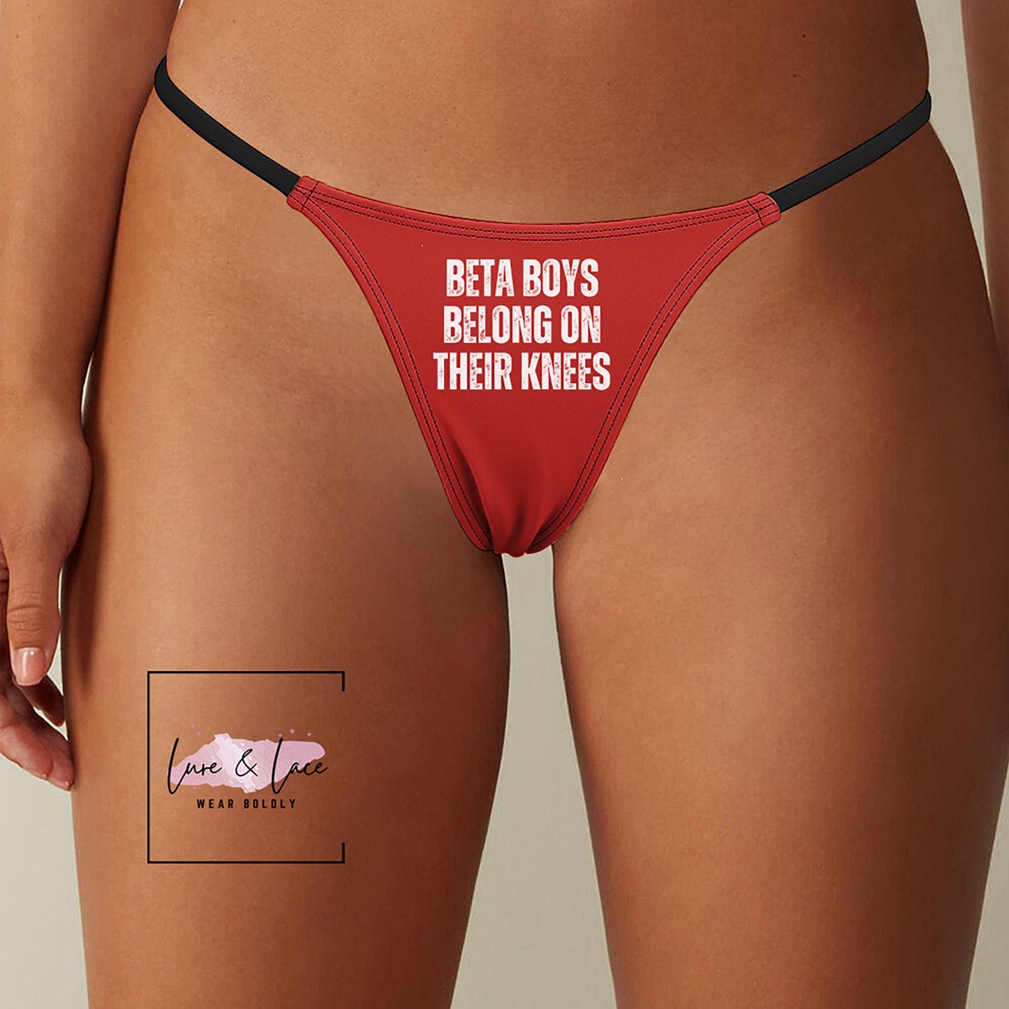 BETA Boys Belong ON THEIR Knees Sexy Thong, Domme G-String, Naughty Lingerie Panties, Hotwife Lifestyle, Queen of Spades
