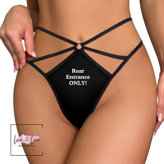Rear Entry Only Sexy Strappy Thong G-String, Only Anal Naughty Lingerie Panties, Date Night Underwear