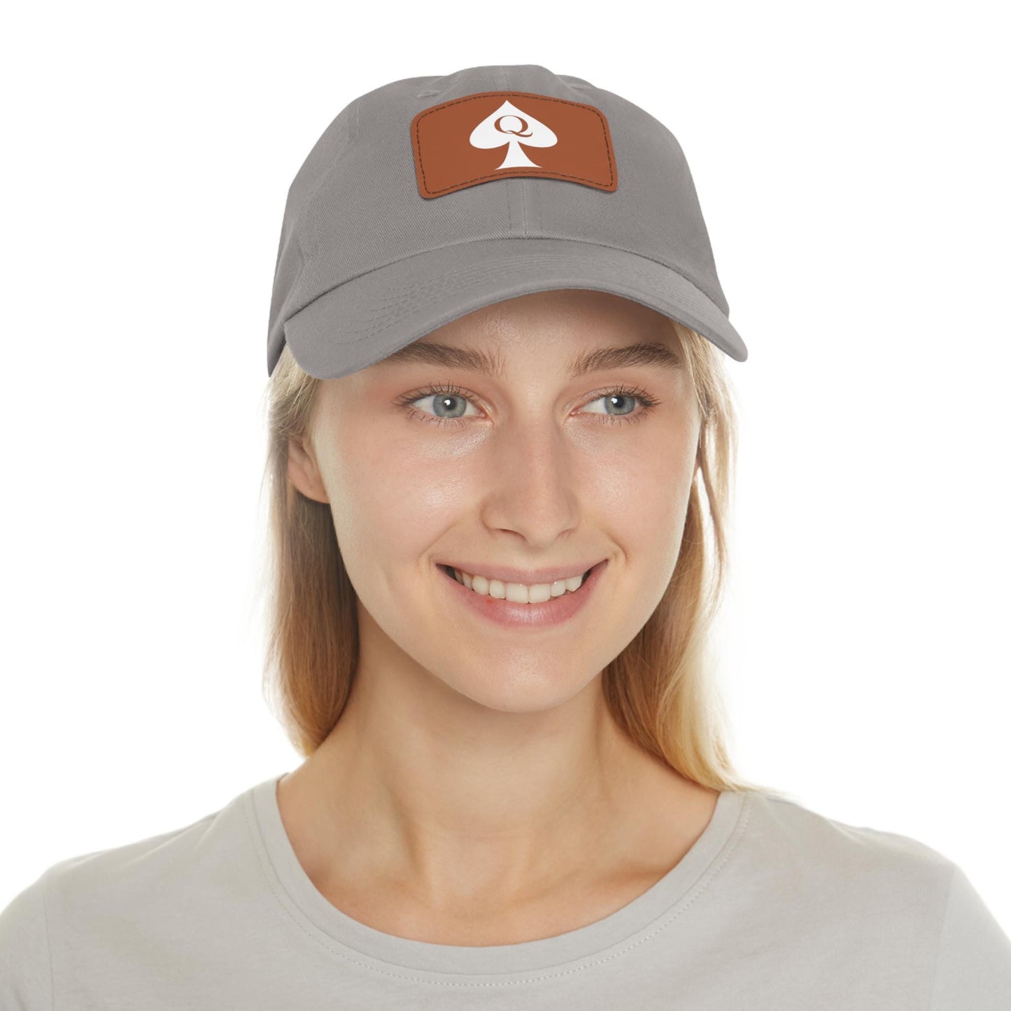 QOS Leather Patch Dad Hat | Queen of Spades Cap, Hotwife Lifestyle Hat, Cuckold Bull Symbol, Swinger Roleplay, Kinky Gift for Her or Him