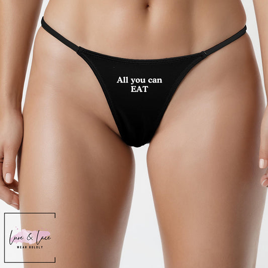 All You Can Eat Sexy Thong G-String, Oral Lovers Naughty Lingerie Panties, Date Night Underwear