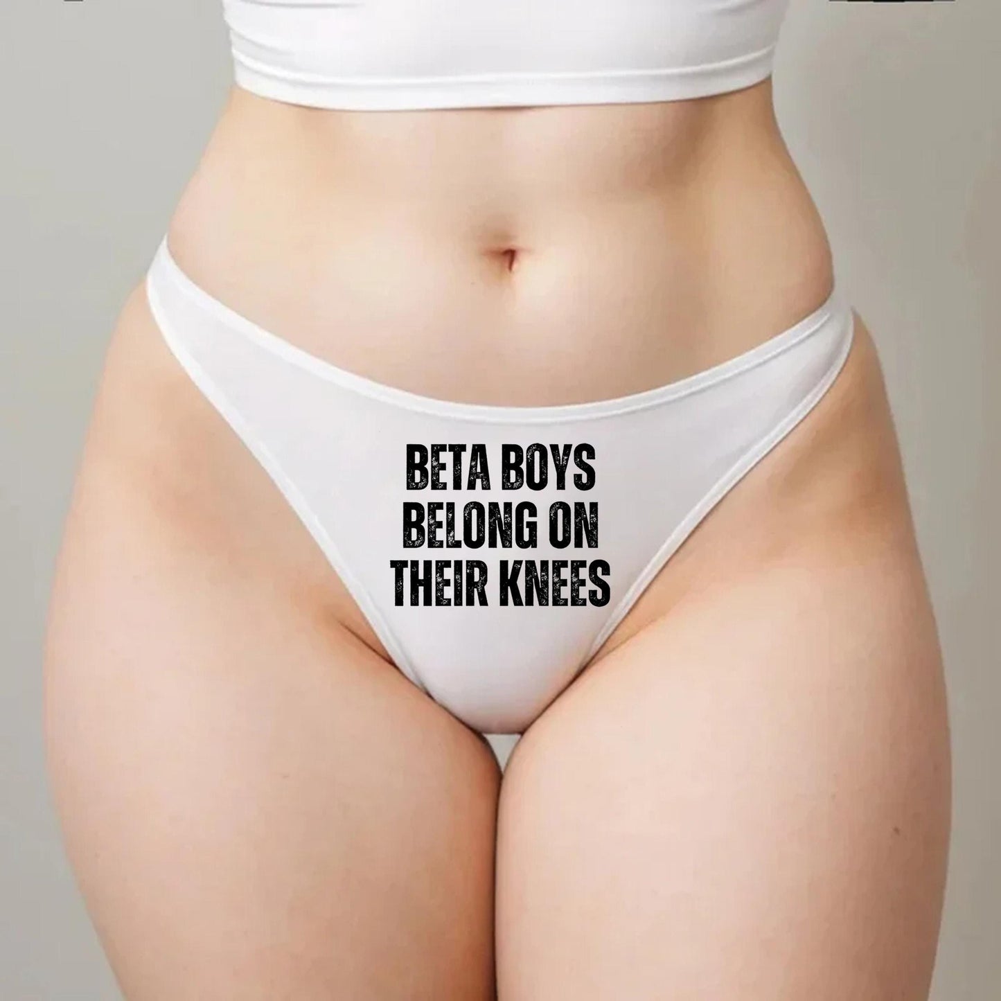Beta Boys Belong on their knees Thong | Hotwife lifestyle QoS Panties, Sexy Gift Idea for Wife, Queen of Spades, cuck husband Underwear