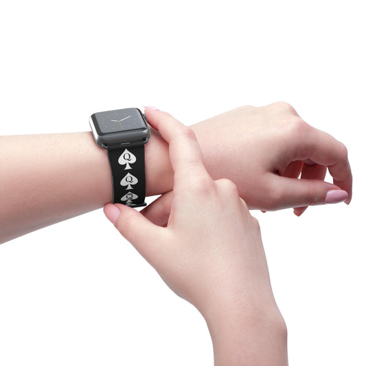 Queen of Spades Leather Apple Watch Band | QOS Faux Leather Strap for Hotwife, Cuckold Lifestyle, BBC Submissive Kinky BDSM Gift for Her