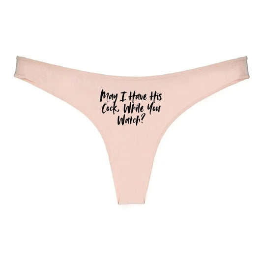 May I have his cock while you watch Thong | Swinger Hotwife lifestyle QoS Panties, Sexy Gift Idea Wife, Queen of Spades, Surprise Underwear