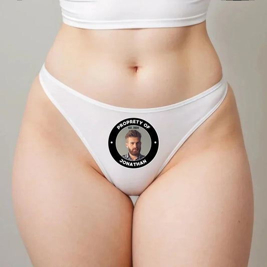 Custom property of name headshot Thong | personalized panties, customized name, Sexy Gift Idea for Wife,, Surprise Him Underwear