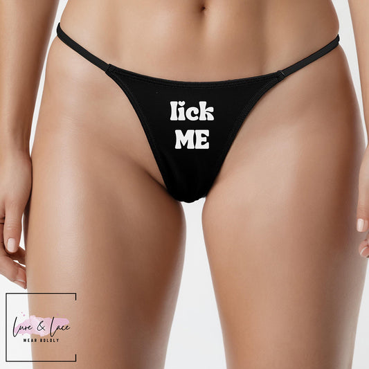 Lick me Sexy Thong G-String, Oral Lovers Naughty Lingerie Panties, Date Night Underwear