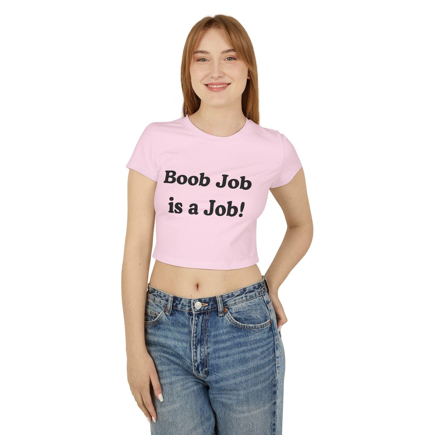 Boob Job Is a Job Baby Tee | Dirty Slutty Crop Top for Her, Funny NSFW Y2K Shirt, Bimbo Slutcore Tee, Kinky Tits Out T-Shirt, Gift for her