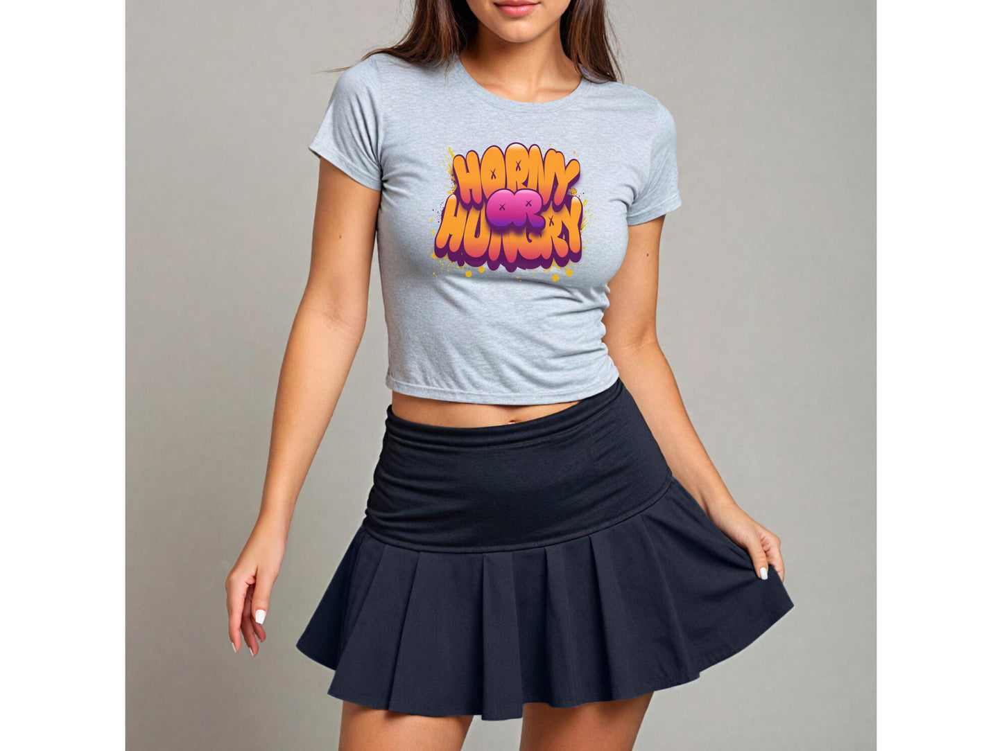 Horny or hungry Sexy Baby Tee, y2k aesthetic crop top, gag gift for girlfriend, Wife, hotwife, Bold & Playful Graphic, gag gift for her
