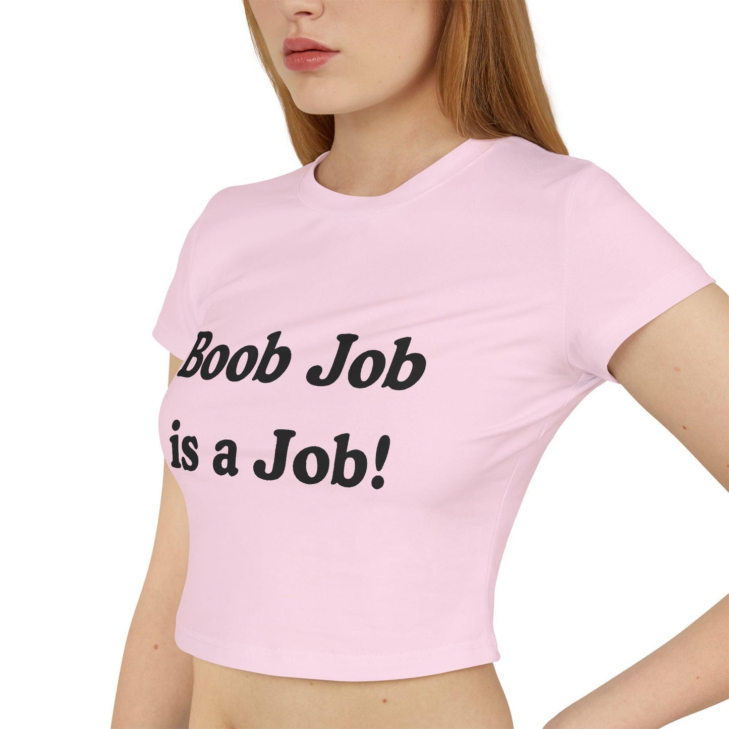 Boob Job Is a Job Baby Tee | Dirty Slutty Crop Top for Her, Funny NSFW Y2K Shirt, Bimbo Slutcore Tee, Kinky Tits Out T-Shirt, Gift for her