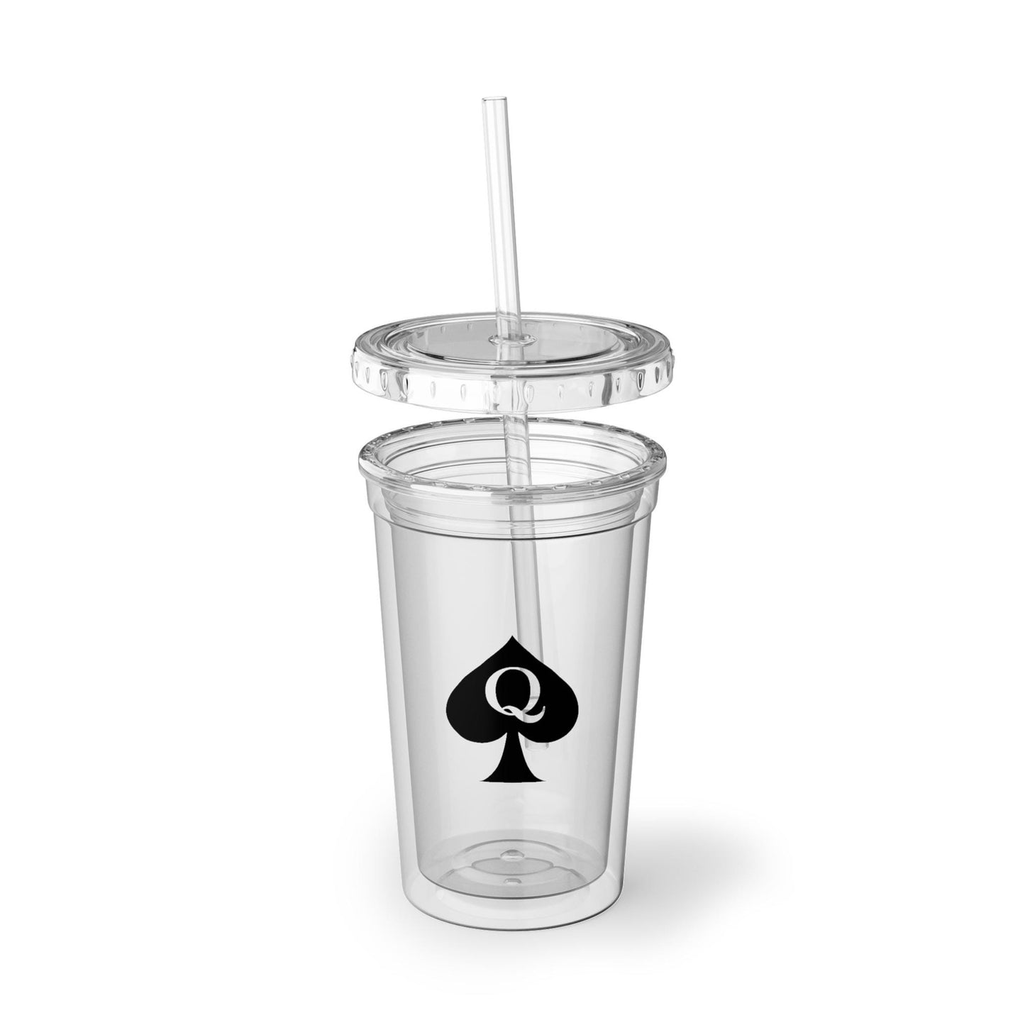 Queen of Spades Acrylic Cup 16oz QOS Hotwife Lifestyle Cold Drink Tumbler with Straw Cuck Bull BPA Free Double Wall Swinger Travel Mug