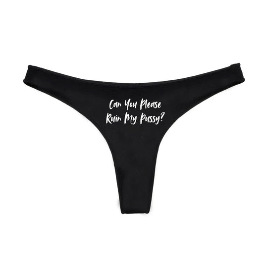 Can You Please Ruin My pussy Thong | Hotwife lifestyle QoS Panties, Sexy Gift Idea for Wife, Queen of Spades, cuck husband Underwear