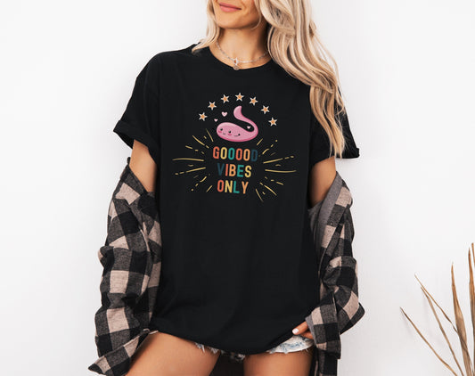 Funny Vibrator Tshirt Good Vibes Only Dildo Tee | Naughty Humor Adult Shirt, Bach Party Gag Gift for Fun Lovers, Horny women, hotwife MILF