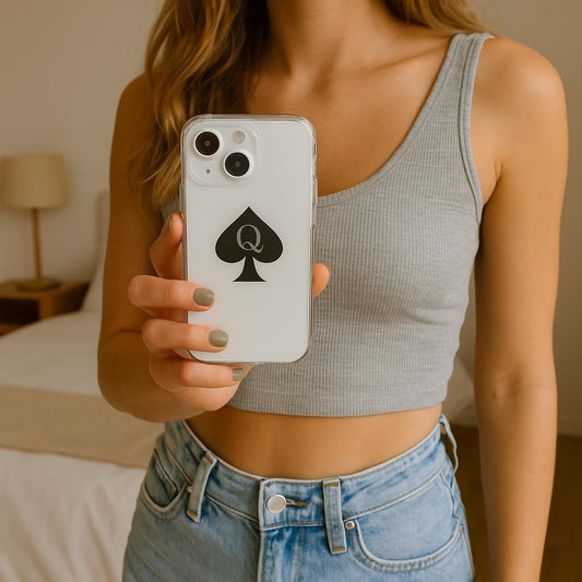 Queen of Spades Clear Phone Case iPhone Samsung , QOS Hotwife Lifestyle Symbol, Cuck Bull Swinger Design, Lightweight Protective Cover