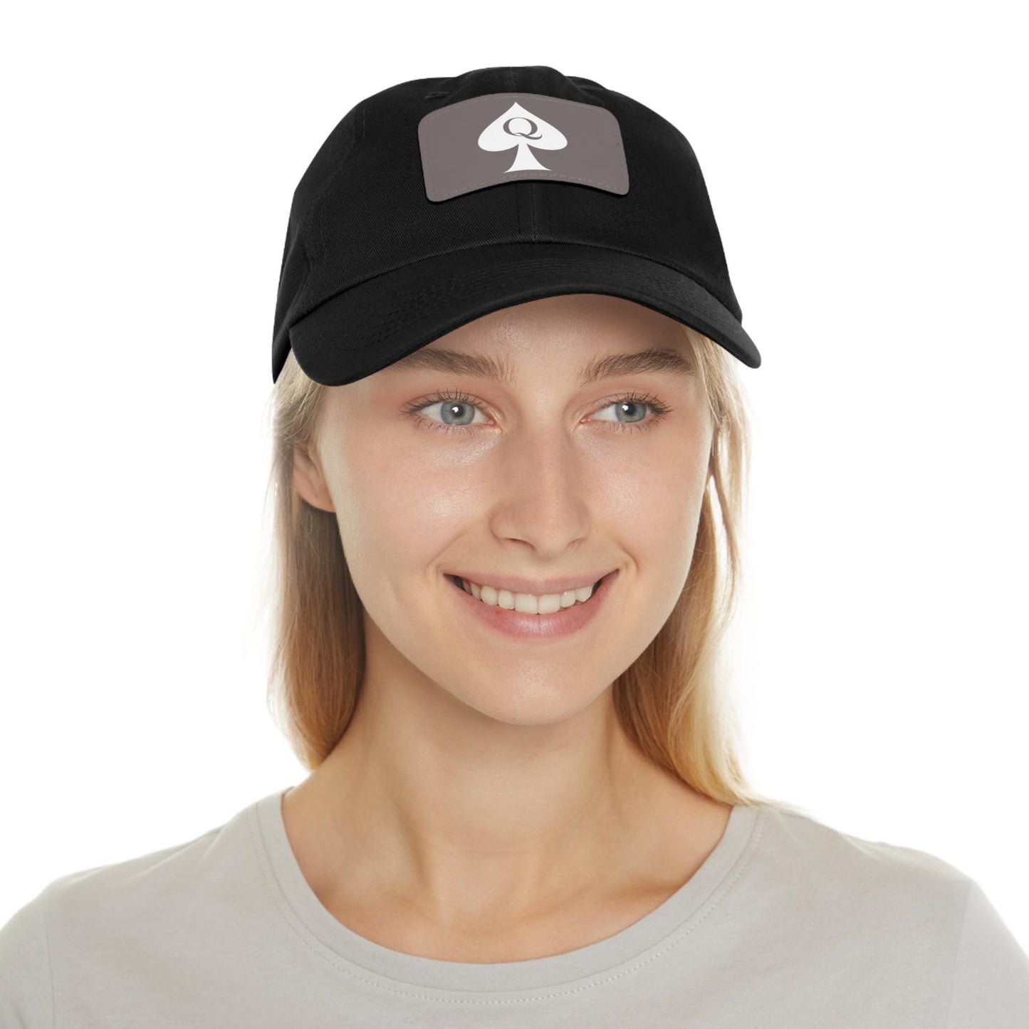 QOS Leather Patch Dad Hat | Queen of Spades Cap, Hotwife Lifestyle Hat, Cuckold Bull Symbol, Swinger Roleplay, Kinky Gift for Her or Him