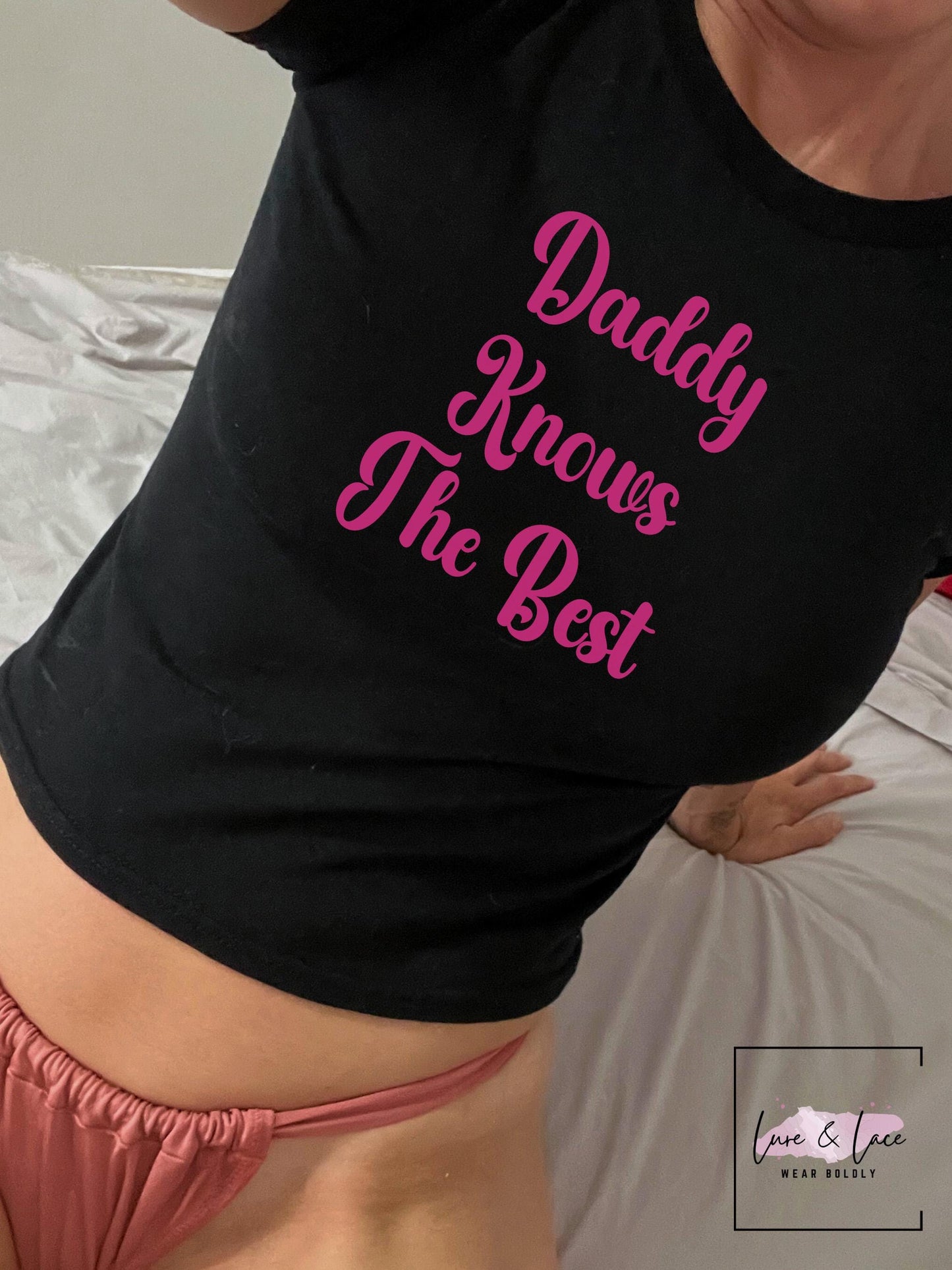 Daddy Knows the Best crop shirt Sexy Y2K Cute baby Tee, DDLG Roleplaying, aesthetic Gift idea for her, Naughty funny couple good girl date