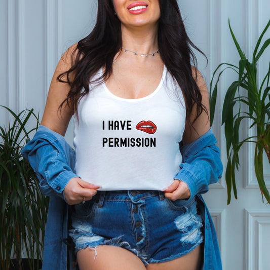 I have Permission  HOTWIFE, Queen of Spades, QOS, Swinger Clothes Tank Top, Swinger shirt, Swinger Gift, sexy shirt, Swinger Lifestyle