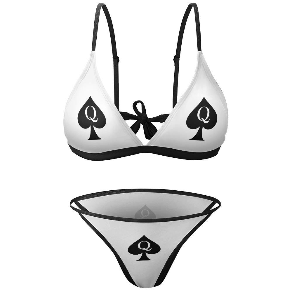 QOS Hotwife Bikini, Queen of Spades Sexy Two Piece Bikini Swimsuit, for swinger party, cuck bull gift idea for wife, Hotwife lifestyle